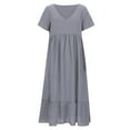 thumbnail image 4 of GYUJNB Robe Maxi Bohème Imprimée Florale 2024 pour Femmes, Col en V, Manches Courtes, Fendue, Soirée Plage, 4 of 6