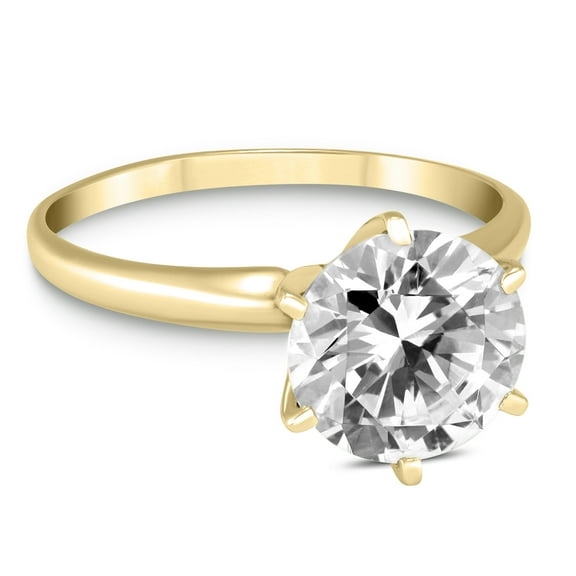 SZUL - Women's 1 Carat Diamond Solitaire Ring in 14K Yellow Gold (H-I Color, I1-I2 Clarity)