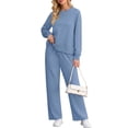 thumbnail image 5 of Cueply Lounge Sets for Women 2 Piece Outfits Sweatsuits Set Long Sleeve Wide Leg Pants with Pockets, 5 of 9