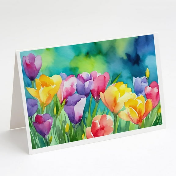 Freesias in Watercolor Greeting Cards and Envelopes Pack of 8 7 in x 5 in