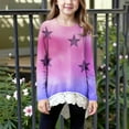 thumbnail image 2 of AINIYS Girls Casual Tops Basic Loose Soft Swing Pullover Long Sleeve Crewneck Gradient Color T-Shirt Irregular Hem Lace printed Pullover Hot Pink 12-13Years, 2 of 5