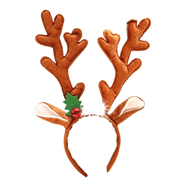 KAKOWELY Tocado de tela con diseño de astas grandes para Navidad, ideal para fiestas y decoración del cabello (café)