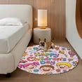thumbnail image 2 of Children's Day Round Area Rug 5Ft Washable Circle Rugs for Living Room Bedroom, Cartoon Cute Watercolor Truck Flower Pink Non-Slip Carpet Floor Mats Indoor Outdoor Carpet Runner Aesthetic Home Decor, 2 of 8