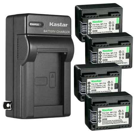 Image of Kastar 4 Pack BP-718 BP718 Battery and AC Wall Charger Compatible with Canon LEGRIA HF M88 HFM88 LEGRIA HF M306 HFM306 LEGRIA HF M406 HFM406 LEGRIA HF M506 HFM506 LEGRIA HF M606 HFM606 Cameras