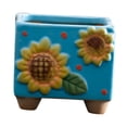 thumbnail image 3 of Plantilla de girasol de cerámica plantas de maceta cuadrada pequeña recipiente de planta decorativa maceta creativa para la entrada de la cafetería Azul, 3 of 8