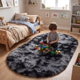 thumbnail image 5 of Yeerswag Fluffy Plush Shaggy Black Area Rug, 2.6’ x 5.3’, Non-Slip, 5 of 8
