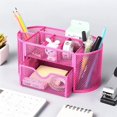 thumbnail image 3 of Organizador De Escritorio De Malla Metálica, Portalápices Con Cajón, Portalápices Multifunción Organizador Caddy Holder Con 8 Compartimentos Y 1 Cajón Para Oficina Hogar,11 Feliz Sencillez, 3 of 5