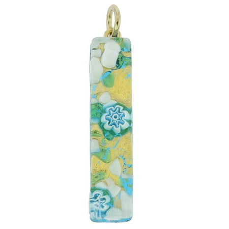 

GlassOfVenice Murano Glass Venetian Reflections Stick Pendant - Aqua Gold