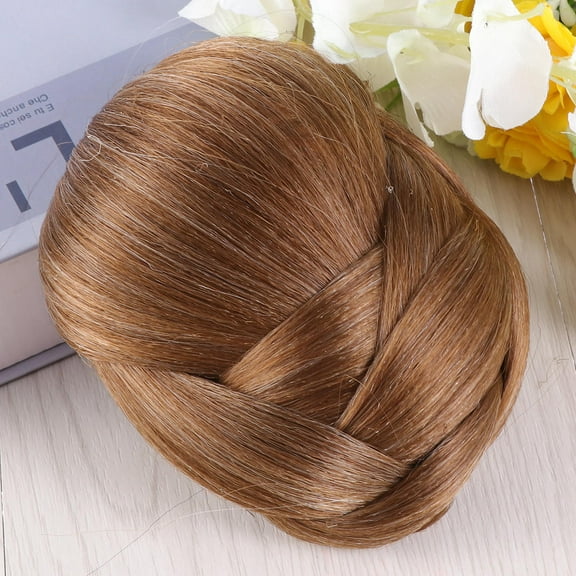OUNONA Golden Hair Bun Wig for Styling with High Temperature Fiber Great for Weddings and Daily Use 6.5 Inches