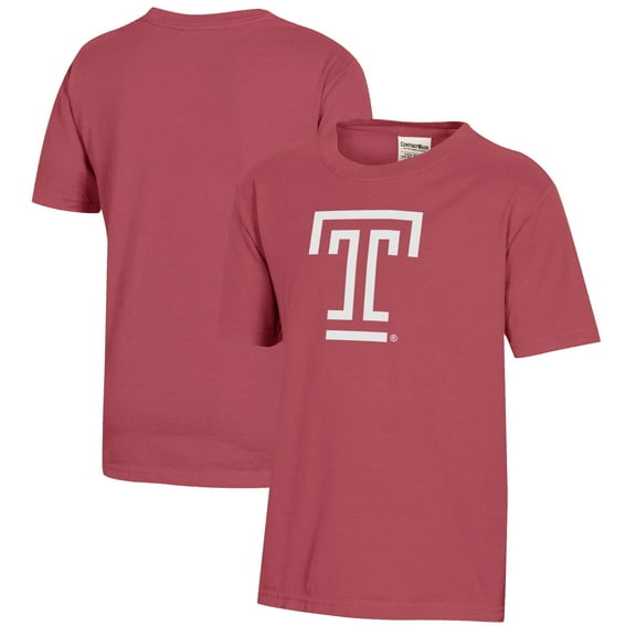 Youth  Crimson Temple Owls Logo Comfort Wash T-Shirt