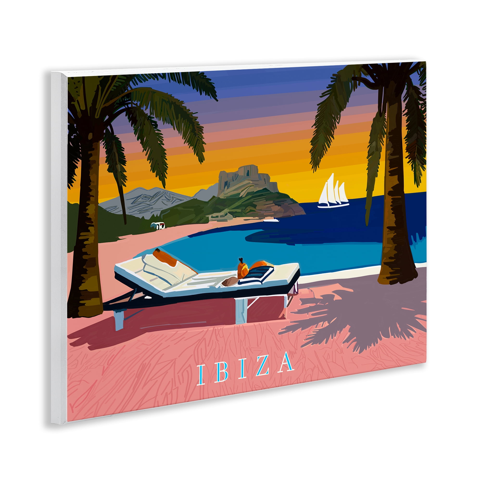 Stupell Industries Ibiza Tropical Beach View Cities & Countries Painting Unframed Art Print Wall Art, 14 x 11
