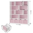 thumbnail image 4 of Homfa 10 Cube Toy Storage Organizer, 57.5" Tall Bookcase with 4 Removable Drawers,Bookshelf for Kids Room Living Room, Pink, 4 of 7