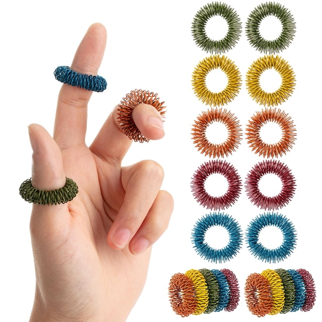 Mr. Pen- Spiky Sensory Rings 10 Pack Assorted Colors Stress Relief Fidget Sensory Toys Fidget Rings Fidget Ring for Anxiety Stress Relief Rings Massager for Fidget ADHD Autism Sensory Ring