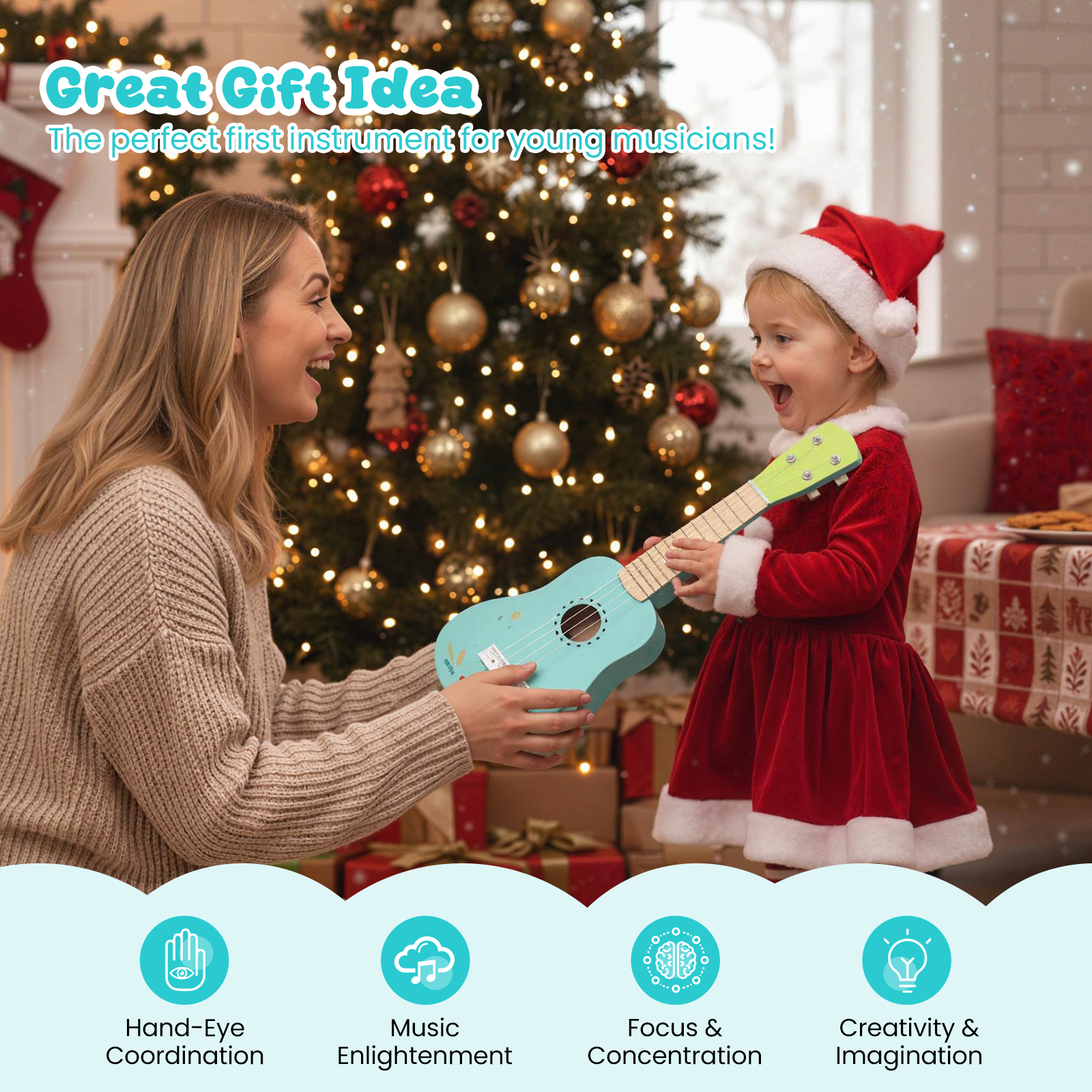 Gymax 21 Inch Ukulele for Kids Toy Ukulele for Toddlers w/ Laminated Basswood Body