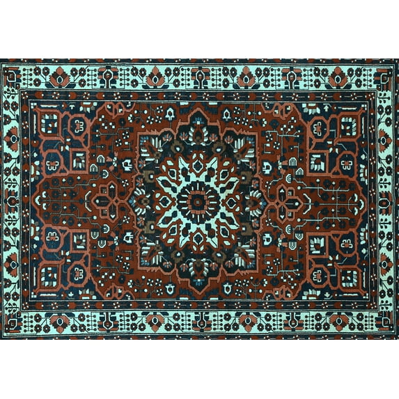 Ahgly Company Indoor Rectangle Persian Light Blue Traditional Area Rugs, 5' x 7'