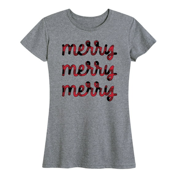 Instant Message - Merry Red Buffalo Plaid - Women's Short Sleeve Graphic T-Shirt