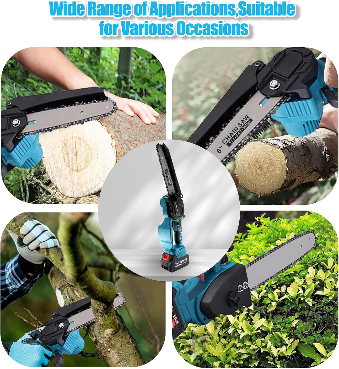 Mini Chainsaw Cordless 8 Inch,Hand Chainsaw Battery Powered,Rechargeable Hand Held Chain Saw,Power Chain Saws for Wood Cutting/Tree Trimming/Branch Pruning/Gardening/Camping