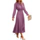 thumbnail image 2 of Vestido midi acampanado con estampado de puntos Color sólido Traje diario con cordones y cintura con cuello en V para mujer, 2 of 9