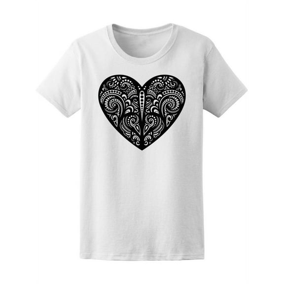 Paisley Mandala Heart Shape T-Shirt Women -Image by Shutterstock, Female Medium