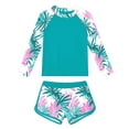 thumbnail image 5 of Two-Piece Swimsuit Set With Floral Print and Long Sleeves for Girls, Beach Swimsuit, UPF 50+ Sun Protection, Conservative Rash Guard and Bottom for Kids, 5 of 5