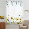 thumbnail image 3 of Sunflowers Bees Sheer Curtains 45 Inches Long, Spring Eucalyptus Leaves Light Filering Curtains, Breathable Simi Curtain Privacy Drapes for Kitchen Bathroom Lightweight Small Window Treatment, 3 of 9