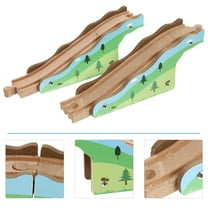 NICEXMAS 1Pc Green Wooden Train Bridge Accessory for Train Track Scene