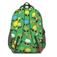 thumbnail image 3 of Alien and Pizza Bright Green Pattern Backpack for School, Cute School Bag with Adjustable Shoulder Straps and Padded Back, 16.9"x12.6"x5.9", 3 of 5