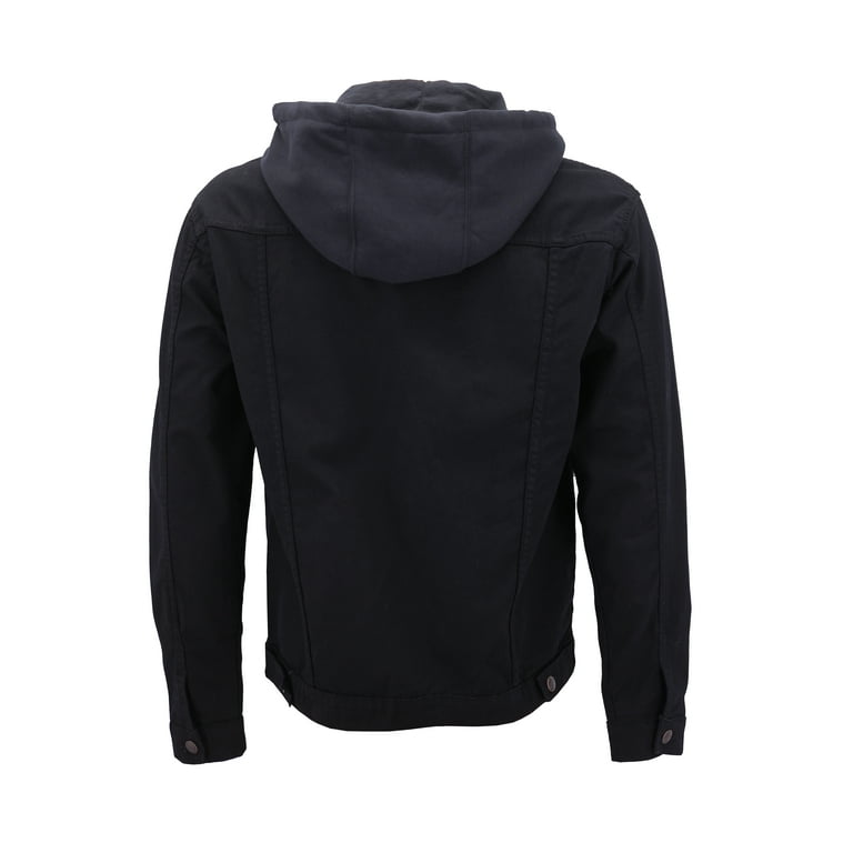 Men s Classic Button Up Removable Hood Slim Fit Stretch Denim Jean Jacket Black S Walmart