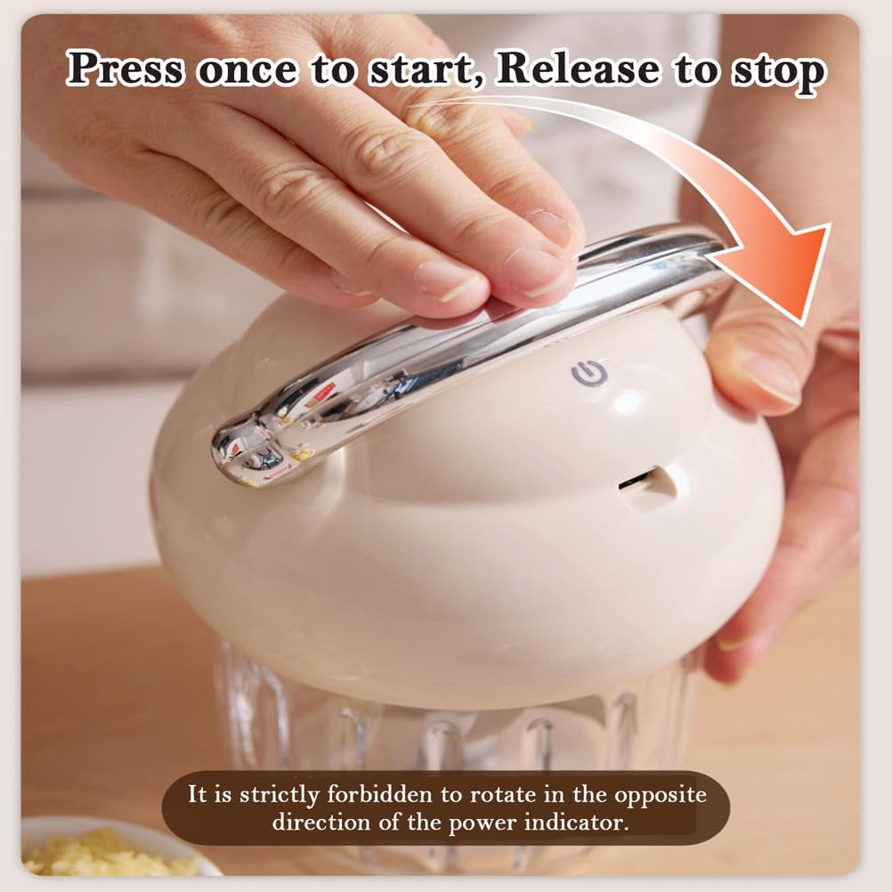 Electric Garlic Chopper, Mini Portable Veggie Chopper, 350ML Garlic Grinder Masher Onion Grinder, Blender to Vegetable, Wireless Food Processor for Ginger, Chili, Fruit, Meat, etc