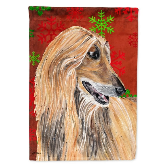 Afghan Hound Red Snowflakes Holiday Christmas Garden Flag