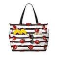 thumbnail image 1 of Fotbe Ladybugs on Black and White Striped1 Bolsa de Viaje para Playa - Resistente al Agua, Bolsa Tote de Gran Capacidad y Ligera con 7 Bolsillos para Mujeres y Hombres, 1 of 7