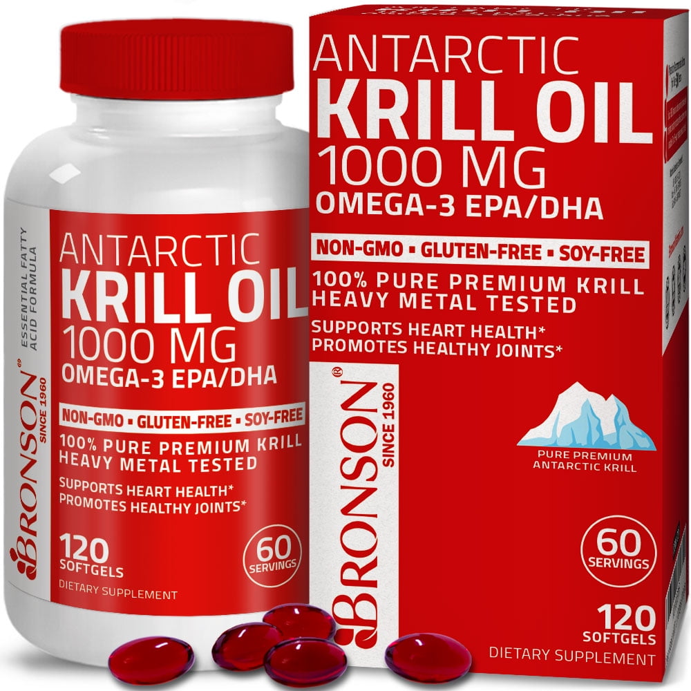 Bronson Antarctic Krill Oil 1000 mg, Omega-3 Fatty Acids Supplement
