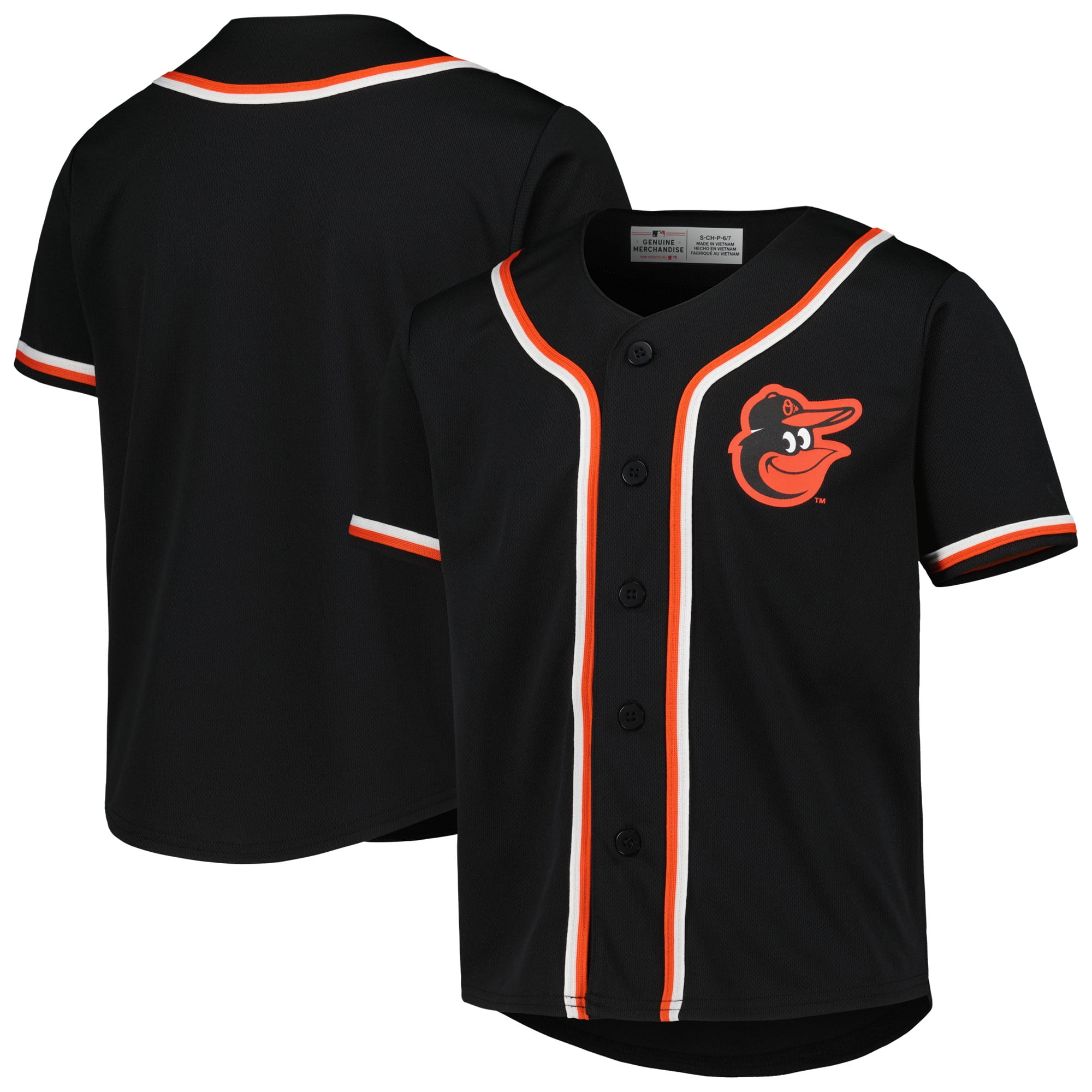Youth Black Baltimore Orioles FullButton Replica Jersey