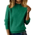 thumbnail image 2 of Knit Sweaters for Women Crewneck Loose Long Sleeve Winter Warm Wool Knit Pullover Tops Cozy Tunic Sweater Dark Green L, 2 of 7