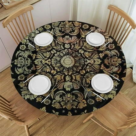 

BCIIG Round Table Cover Stain Resistant Washable Kitchen Dining Wedding Parties Outdoor Fitted 100% Polyester Fiber 46-50