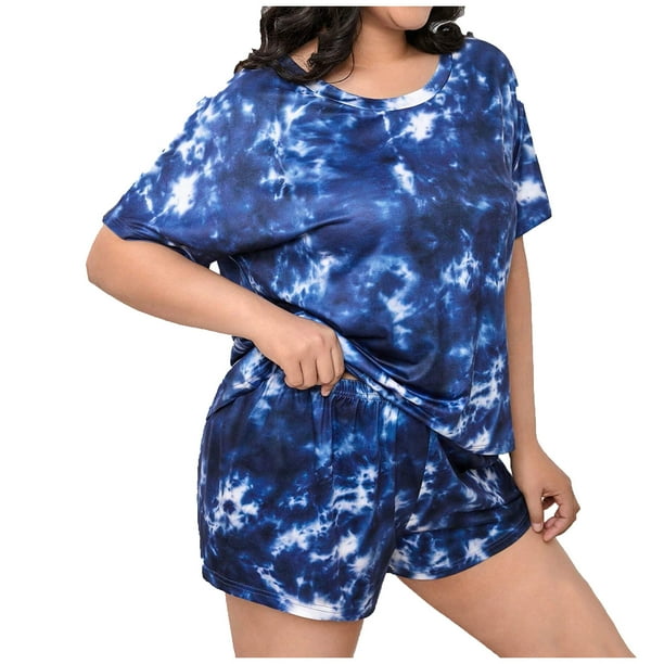 MKLEKYY Conjunto De Pijama Corto De Talla Grande Para Mujer Con Estampado De Leopardo