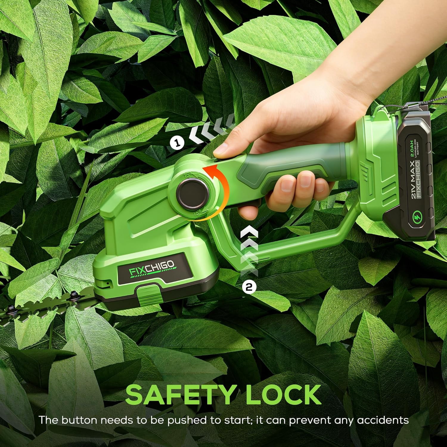 21V Cordless Hedge Trimmer 2-in-1 with 2 Batteries, Lightweight Electric Grass Shear for Garden Yard Lawn Care