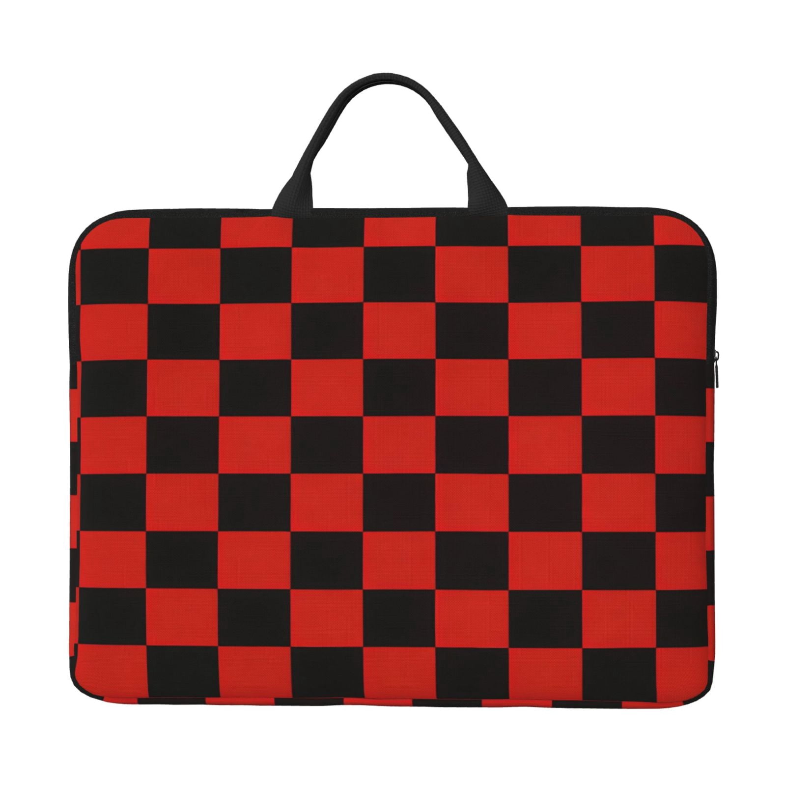 Laptop Sleeve Bag For Women Men 14inch Waterproof Durable Protective Computer Carrying Cover Handle Laptop Case Bag Red And Black Checkered Pattern (8)