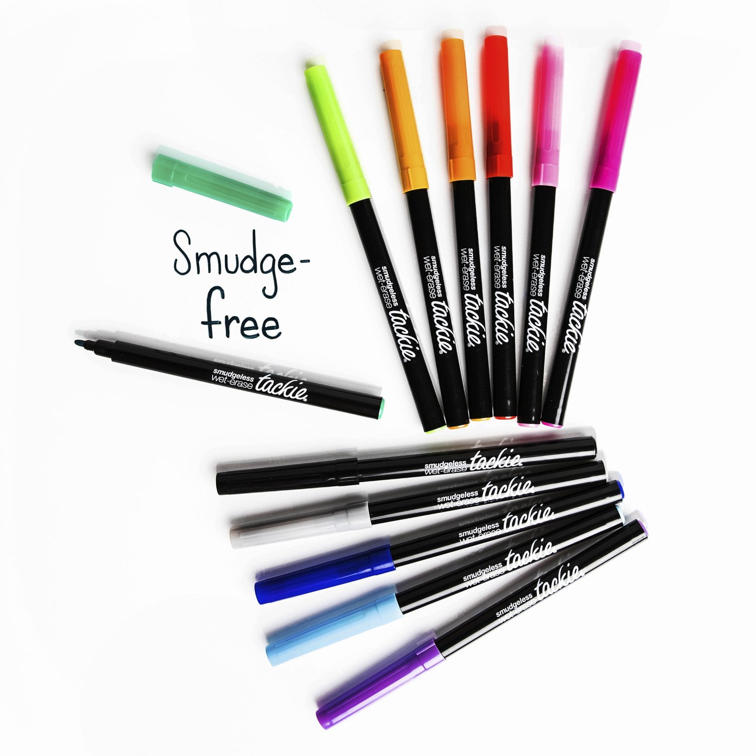 Tackie Markers SmudgeFree Markers for DryErase Whiteboards, Wet