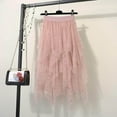 thumbnail image 3 of vigerkar Tulle Skirts for Women Mesh Tiered Layered Tutu Skirt, High Low Elastic Waist Party Midi Tulle Skirt 2025 Pink, XXL, 3 of 3