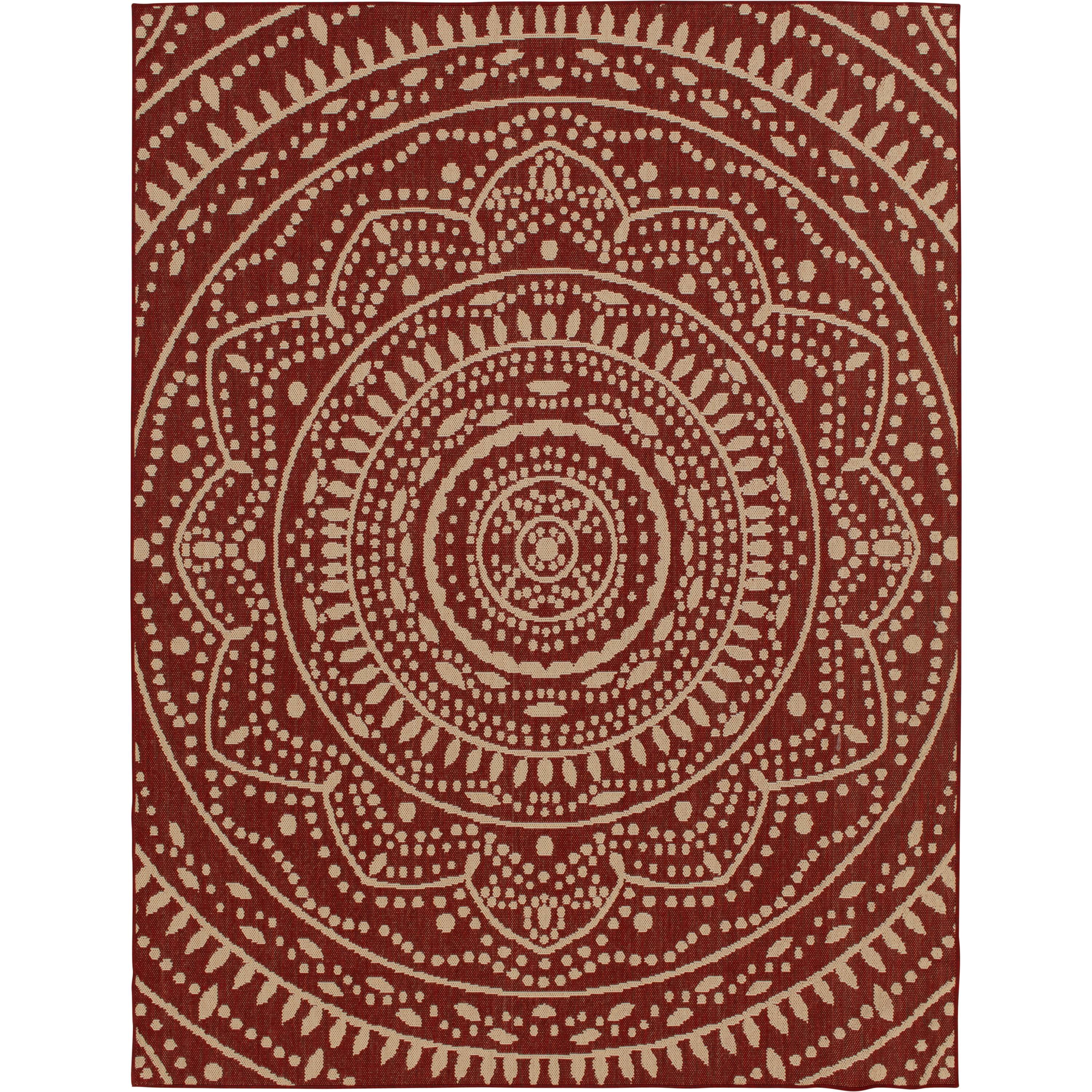 Mainstays 6'6"x9'6" Red Global Medallion Outdoor Area Rug