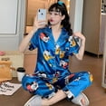 thumbnail image 1 of Disney-Pijama de seda para Mujer, traje de Casa de Mickey Mouse, conjunto de ropa de dormir de satén, 2023, 1 of 3