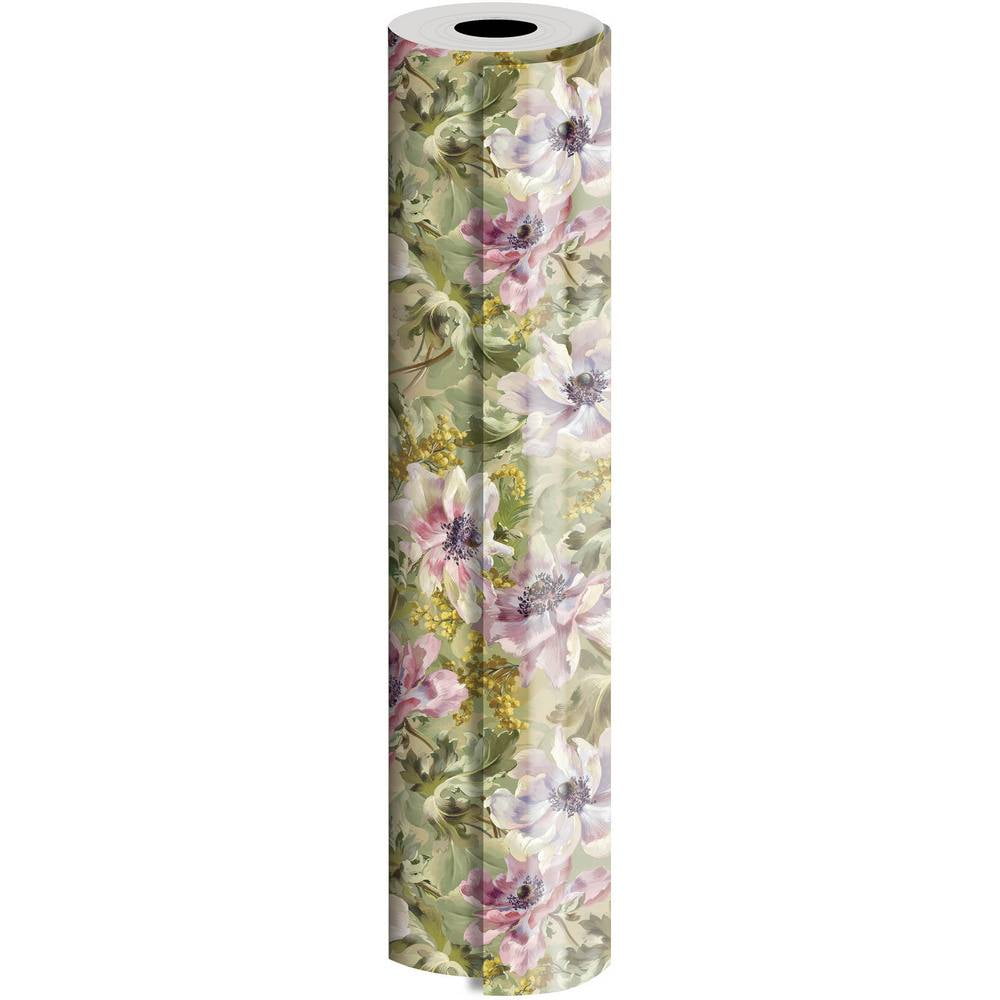 JAM Paper Industrial Size Bulk Wrapping Paper Rolls, Painterly Flowers Design Design, 1/4 Ream