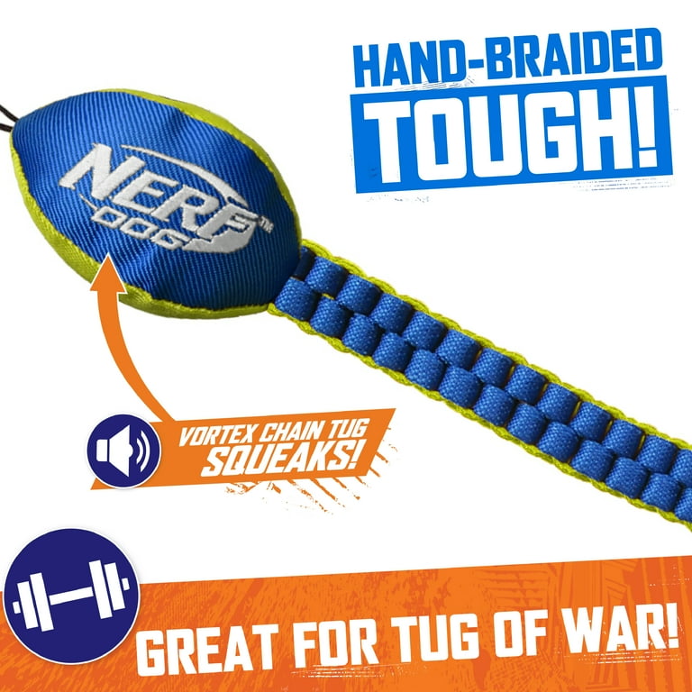 Nerf Dog Vortex Chain Tug Dog Toy with Durable Braided Nylon, 25