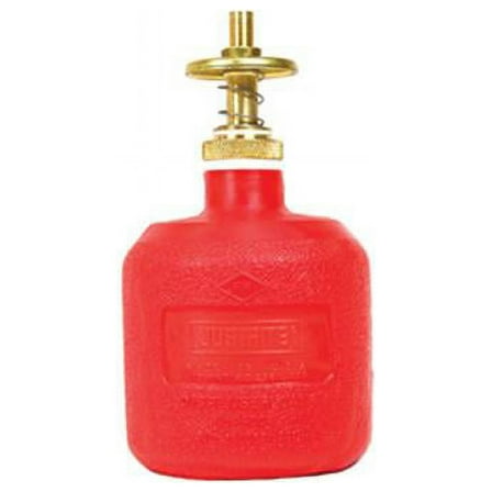 Justrite Nonmetallic Dispensing Can, 8 oz, Polyethylene, Red, Brass Valve - 1 CAN (400-14004)