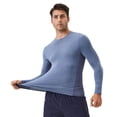 thumbnail image 2 of CawBing Men's Long Sleeve Compression Shirt Quick Dry Breathable Running Workout T Shirt Stretchy Tight Sports Top, Side Breathable Patchwork S-2XL, 2 of 7