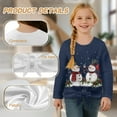thumbnail image 6 of Xixirimido Snowman Berries Christmas Blue Pattern Girls Long Sleeve Shirts Cute Kids Fashion Crew Neck Tunic Tops Tie-hem Tees for Fall Winter, Size 5-6, 6 of 7