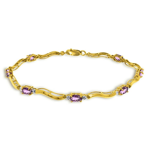 Galaxy Gold 2.16 Carat 14k Solid Gold Tennis Bracelet Diamond Amethyst