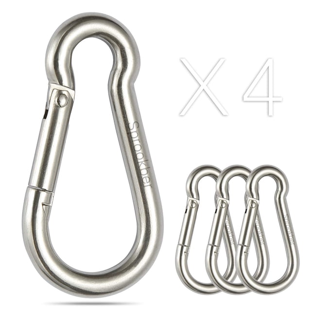 Mosqueton Sprookber Acero Inoxidable 304 con Resorte 3.15 Pulgadas Pack 4 Unidades