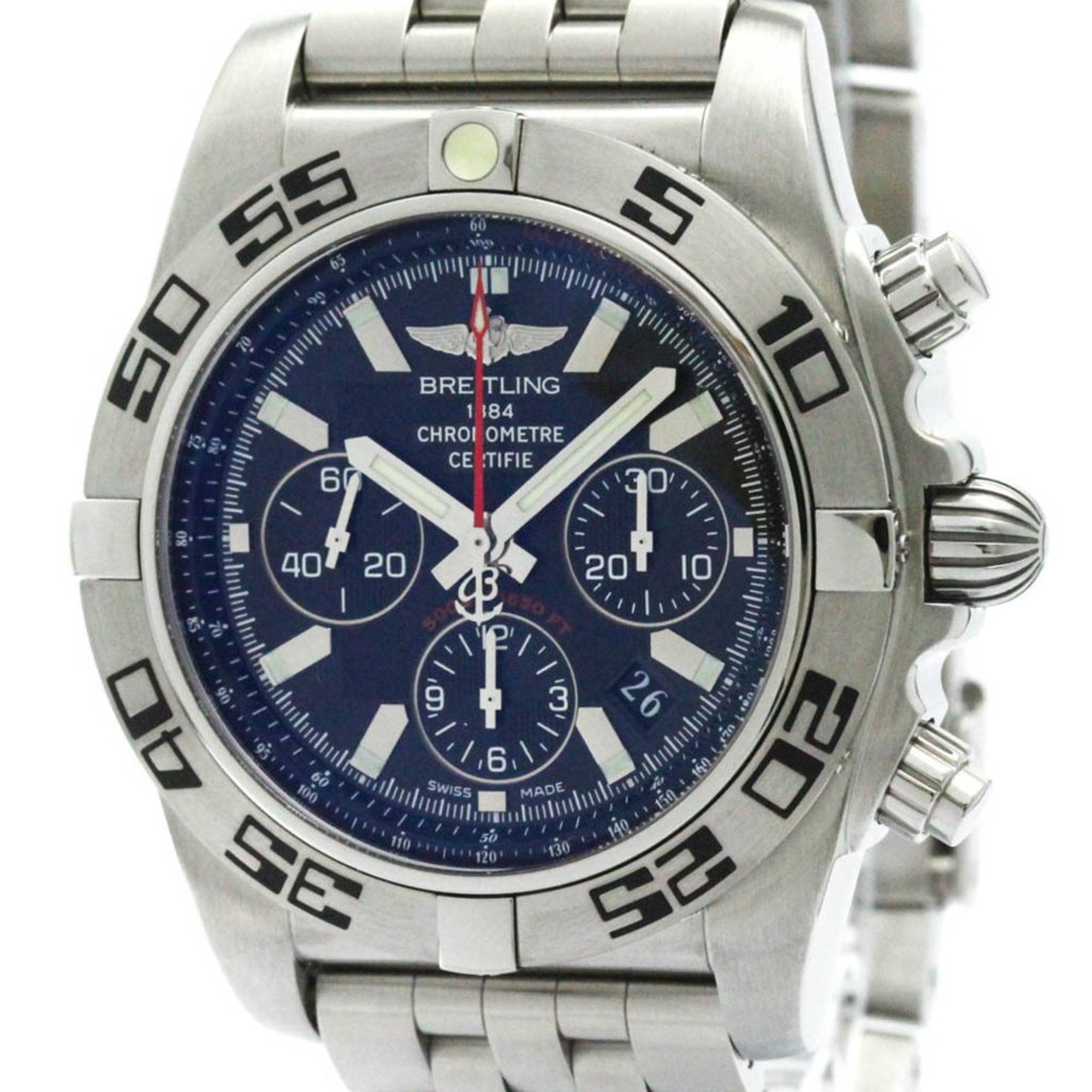 Pre-Owned Polished BREITLING Chronomat 44 Frying Fish Steel Mens Watch AB0116 BF580033 (Good)